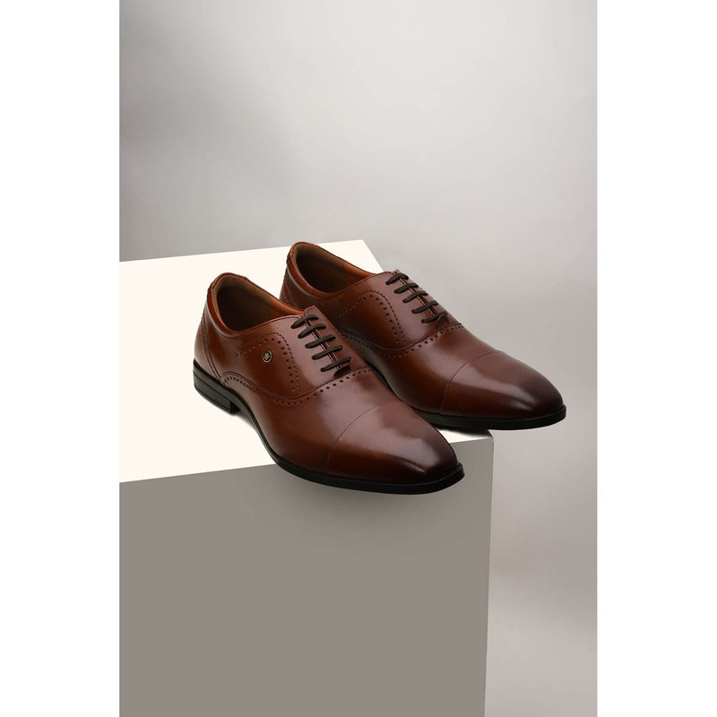Louis Philippe Men Brown Leather Lace Up Oxfords (UK 6)