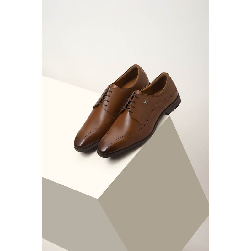 Louis Philippe Men Brown Leather Lace Up Derbies (UK 9)