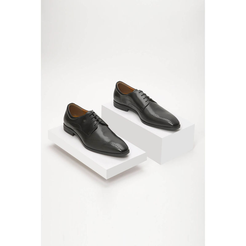 Louis Philippe Men Black Leather Lace Up Derbies (UK 10)