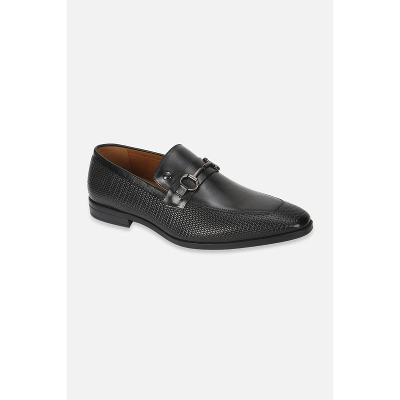 Louis Philippe Men Black Leather Slip On Loafers (UK 8)