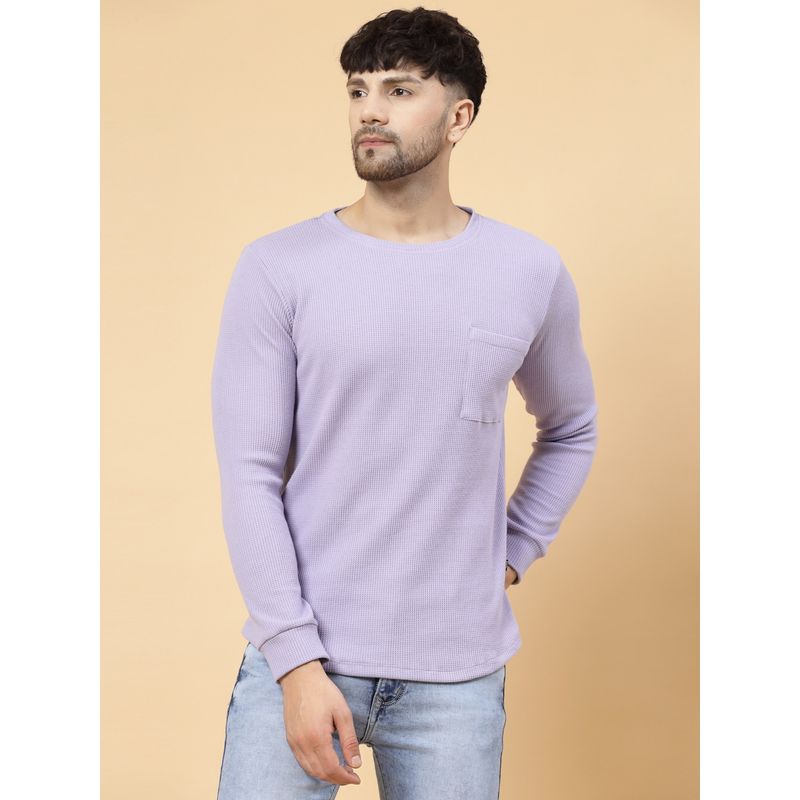 RIGO Men Light Purple Waffle Knit T-Shirt (L)