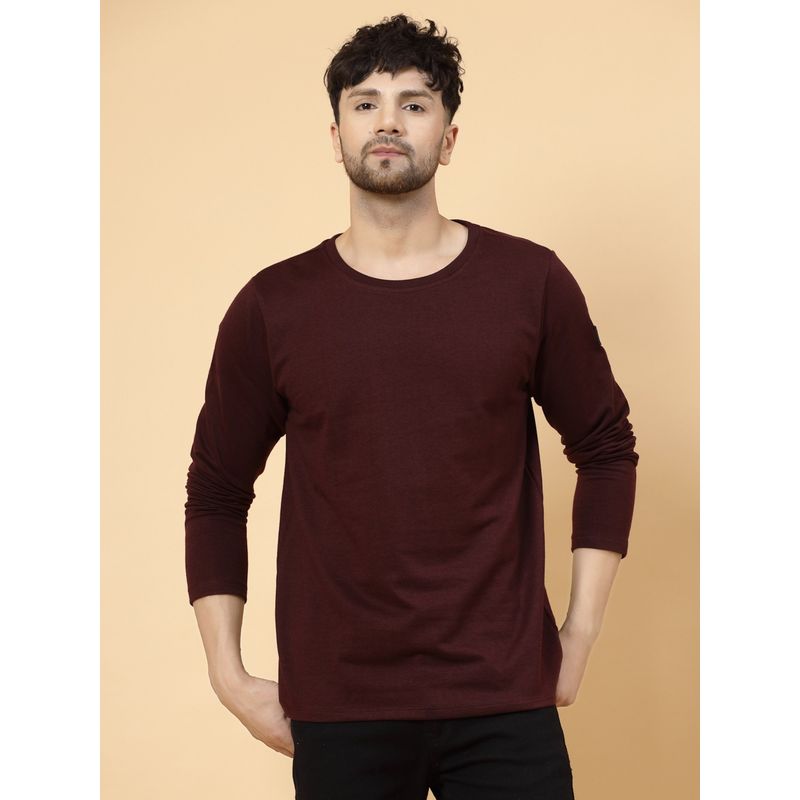 RIGO Men Wine Terry Oversized Solid T-Shirt (2XL)