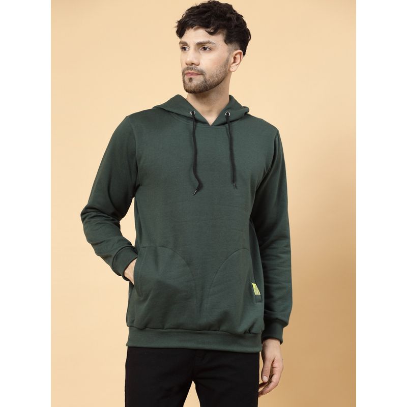 RIGO Men Bottle Green Fleece Oversized Sweatshirt (M)
