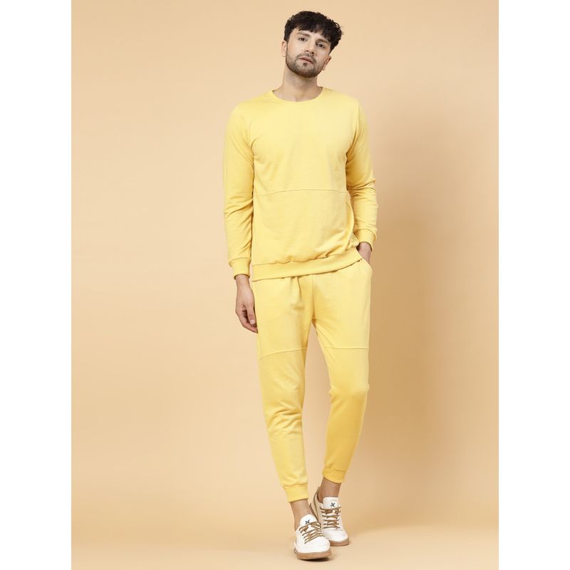 RIGO Men Yellow Solid Terry Tracksuit (Set of 2) (XL)
