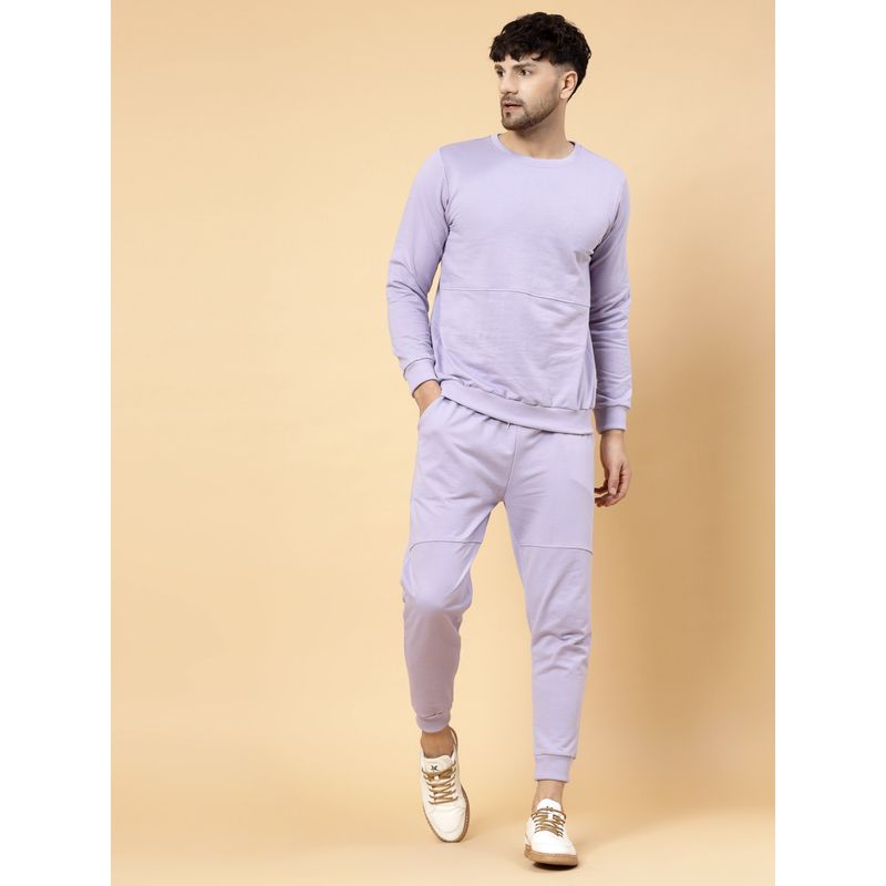 RIGO Men Light Purple Solid Terry Tracksuit (Set of 2) (XL)