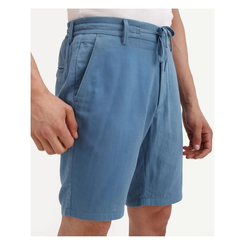 Rare Rabbit Blue Double Layer Solid Drawstring Shorts (30)