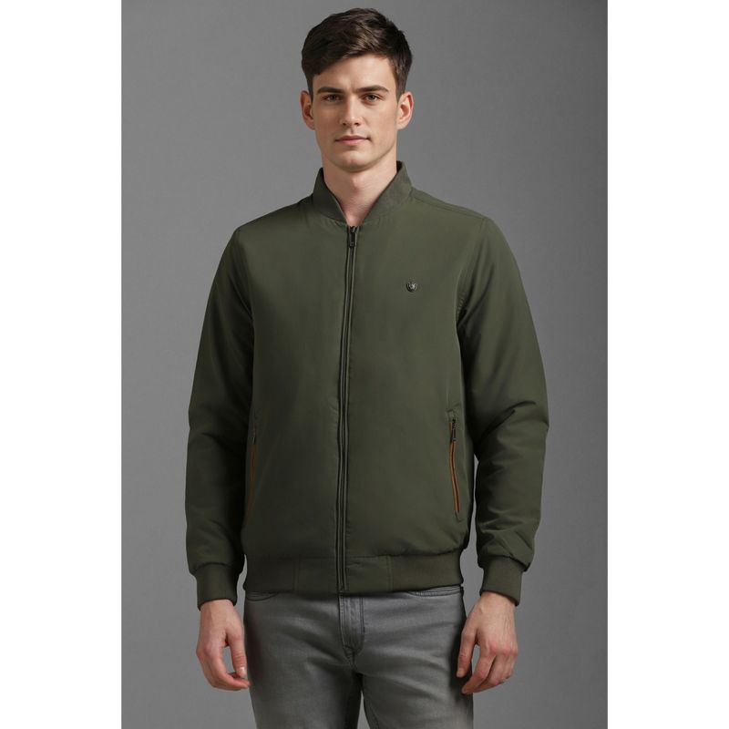 Louis Philippe Men Casual Olive Solid Jackets (S)
