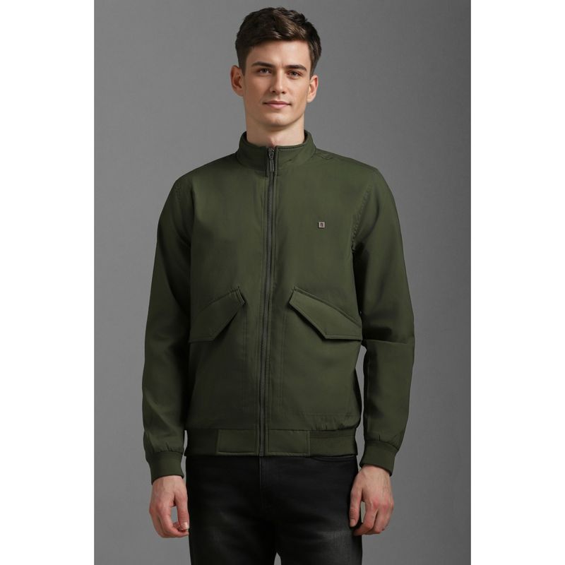 Louis Philippe Men Casual Olive Solid Jackets (M)