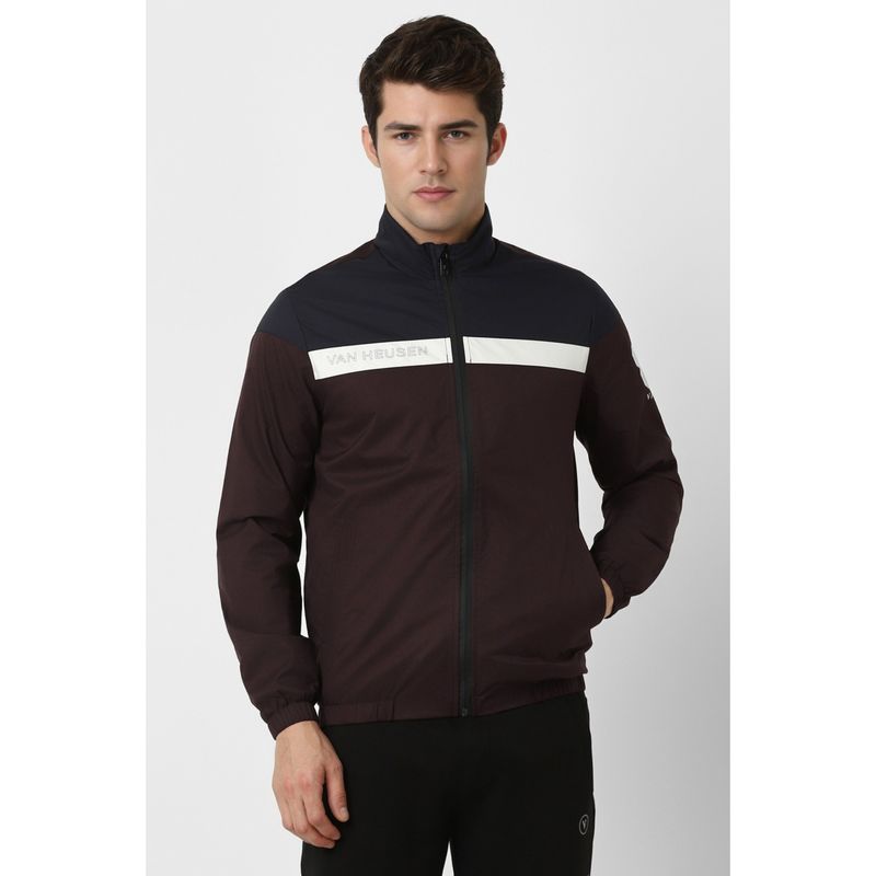 Van Heusen Men Wine Colorblock Casual Jacket (M)