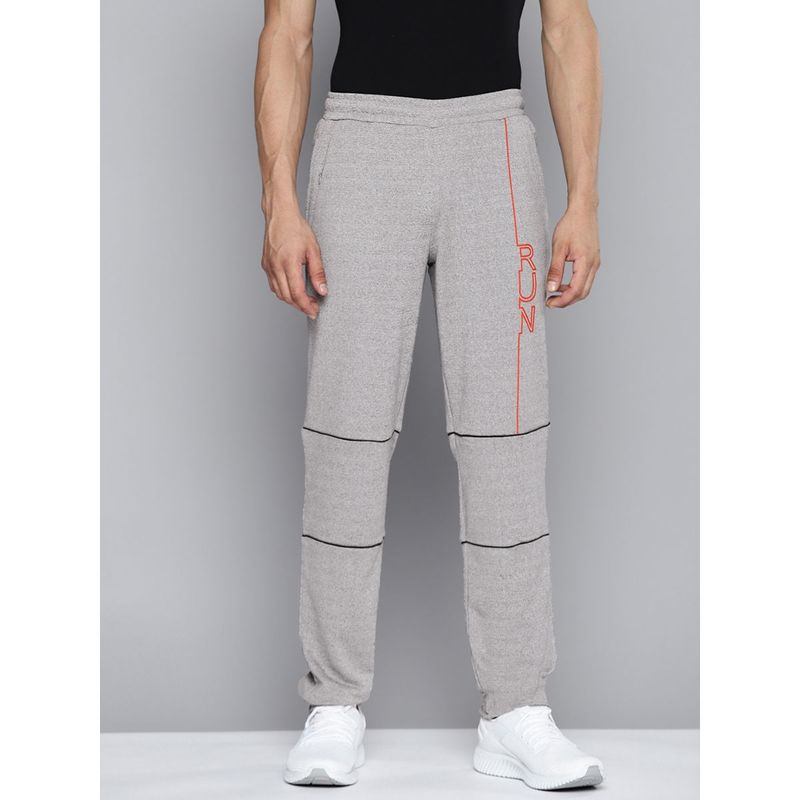 Alcis Men Grey Melange Printed Slim Fit Track Pants (L)