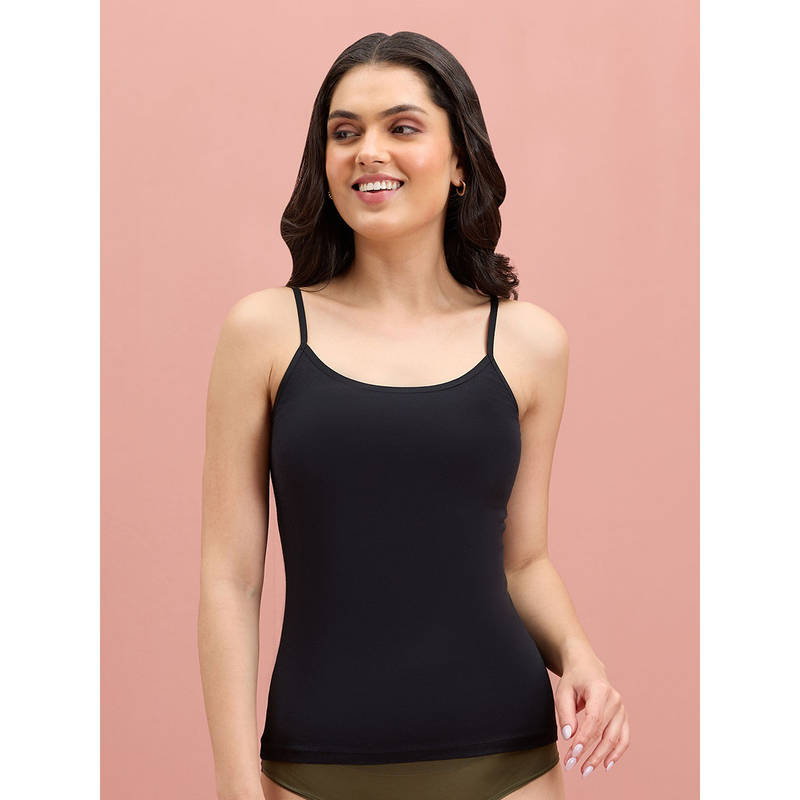 Nykd By Nykaa Ultra Soft Breathable Cotton Stretch Snug Fit Camisole for Women NYC005-Black (2XL)
