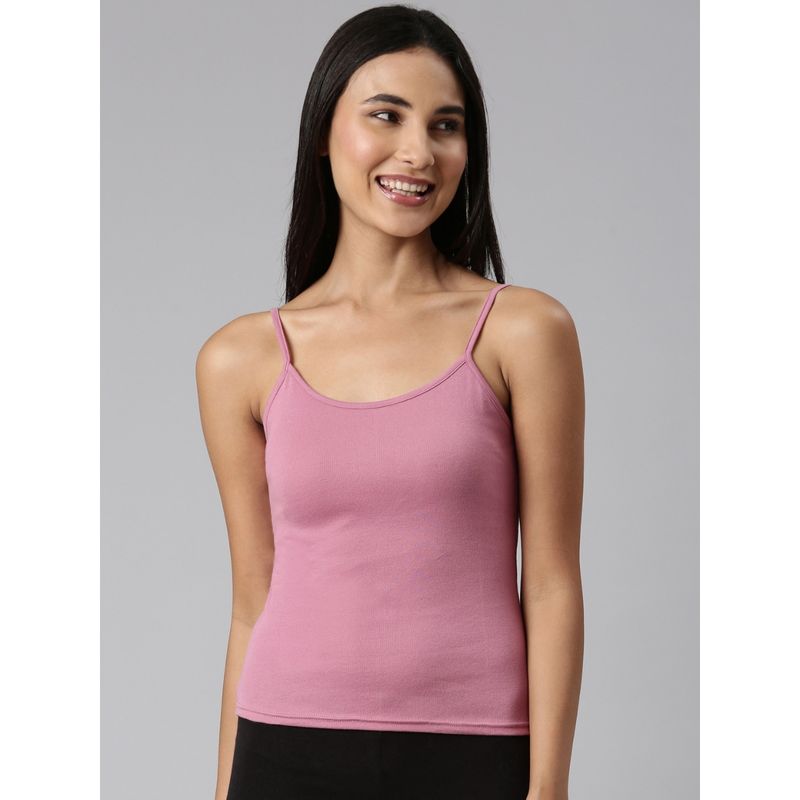 Enamor Sleeveless U Neck Medium Length Slim Fit Cotton Camisole - E016 (L)