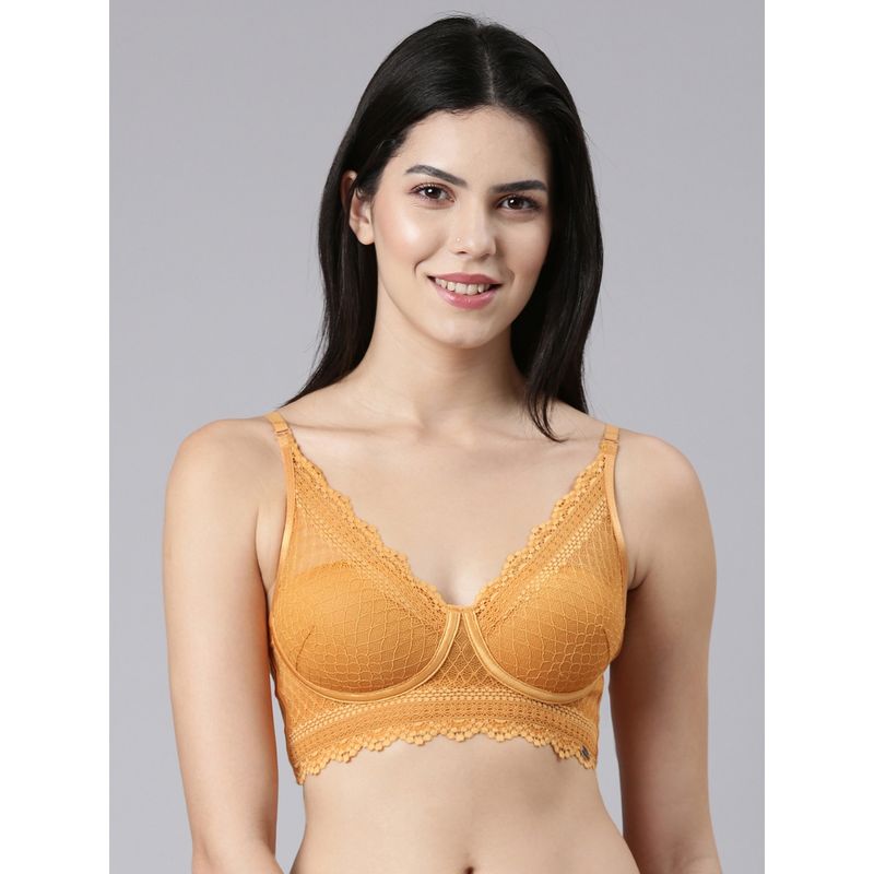 Enamor F125 Longline Comfort Padded Wirefree High Coverage Lace Bra (M)
