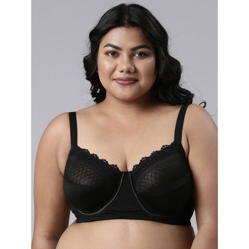 Enamor F126 Non-Padded Wired Full Coverage Lace Bra (36D)