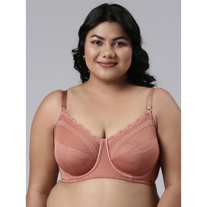 Enamor F126 Non-Padded Wired Full Coverage Lace Bra (34DD)