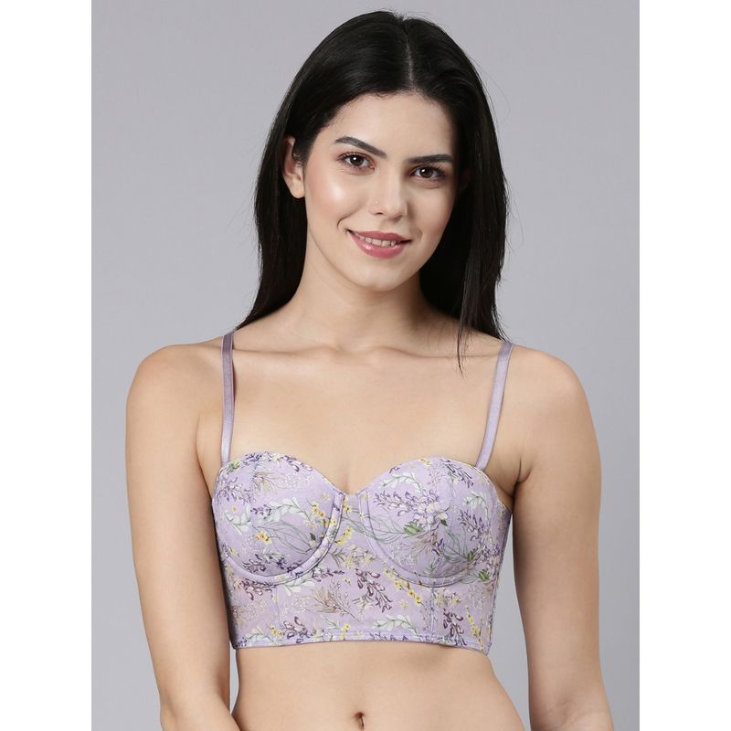 Enamor F130 Flexi Padded Wired High Coverage Light Printed Bustier Bra (36B)