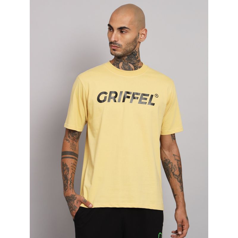 Griffel Men Yellow Oversized Drop Shoulder T-Shirt (S)