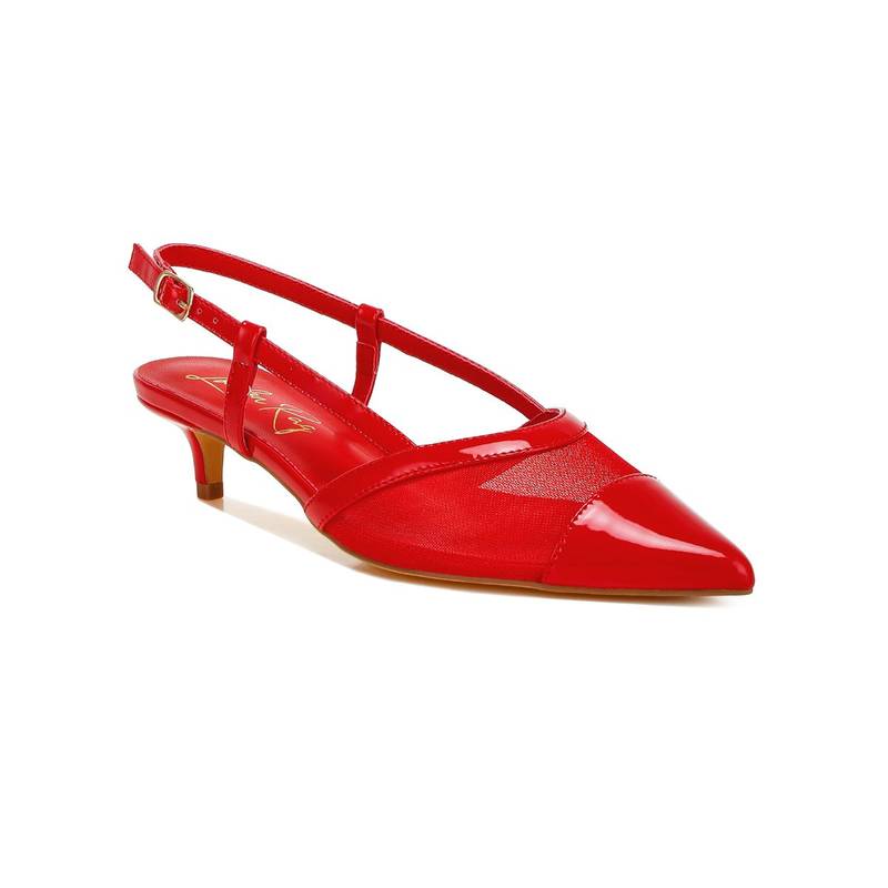 London Rag Red Mesh Slingback Kitten Heel Mules (UK 6)