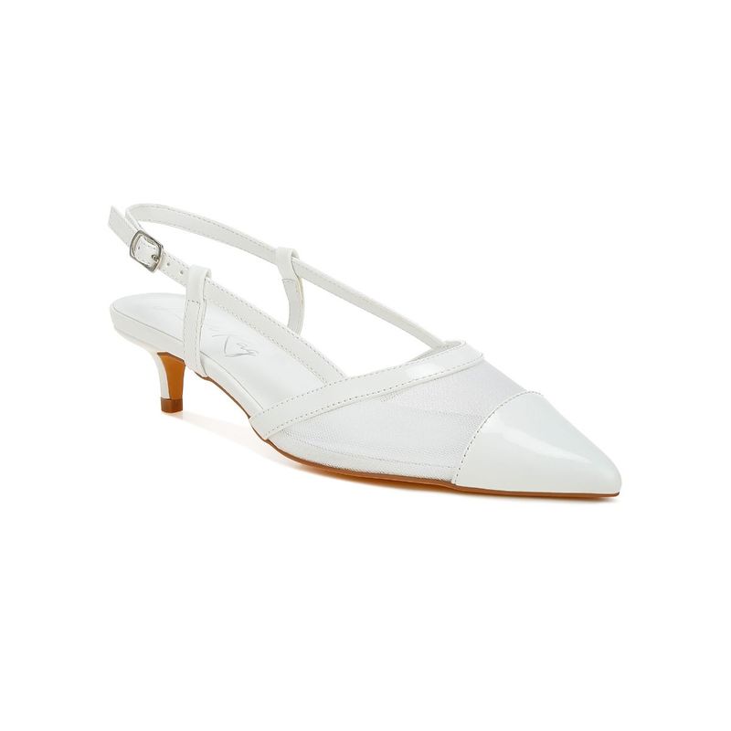 London Rag White Mesh Slingback Kitten Heel Mules (UK 4)