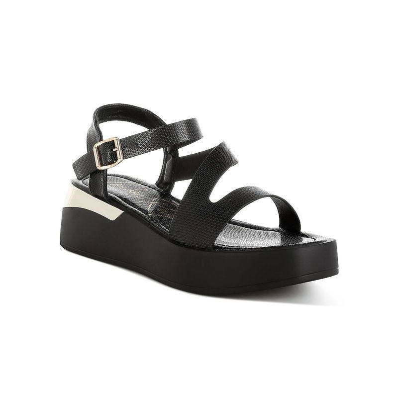 London Rag Black Chunky Flatform Sandals (UK 4)