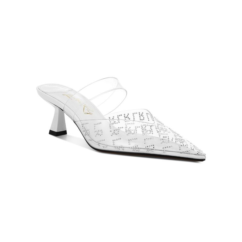 London Rag White Pointed Toe Kitten Heel Mules (UK 3)
