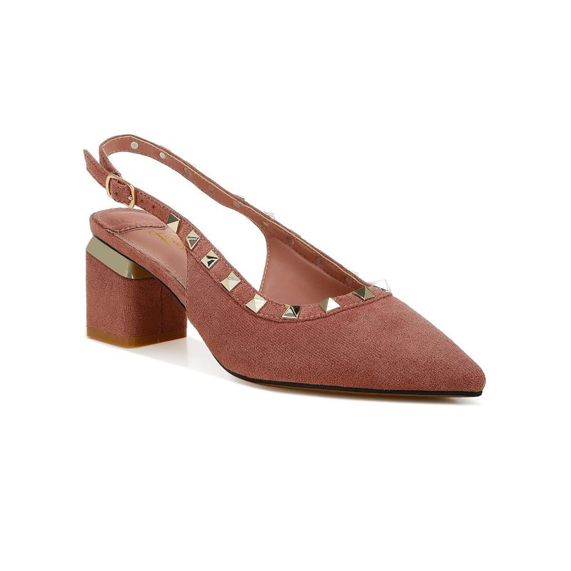 London Rag Pink Stud Embellished Microfiber Mules (UK 3)