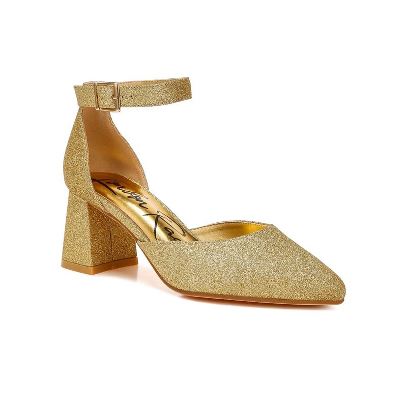 London Rag Gold Glitter Block Heel Sandals (UK 6)