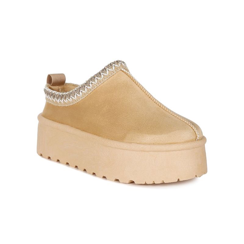 London Rag Beige Embroidered Flatform Classic Slip-On (UK 7)