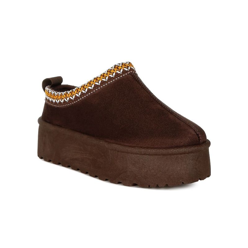 London Rag Brown Embroidered Flatform Classic Slip-On (UK 7)