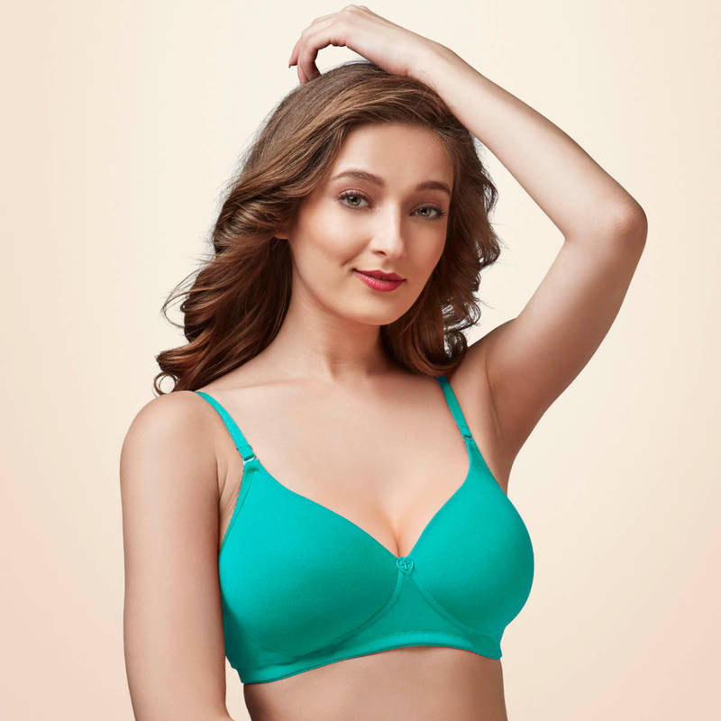 Trylo Annie Women Detachable Strap Non Wired Padded Bra - Green (36C)