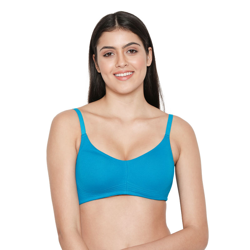 Shyaway Susie Everyday Wirefree Full Coverage Bottom Encircled Non-Padded Moulded Bra-Blue (30D)