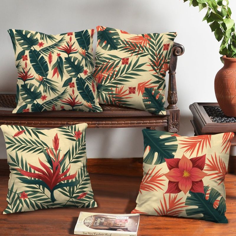 Buy Indigifts Floral Cushion Covers for Living Room (Set Of 4) Online