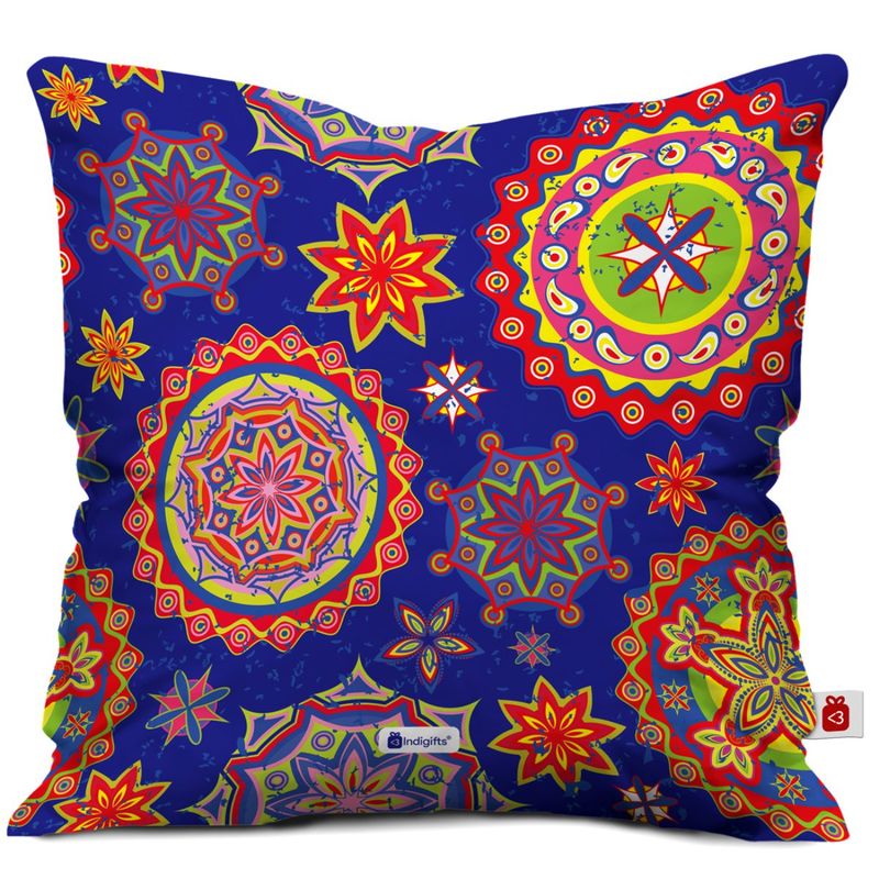 Buy Indigifts Blue Printed Fancy Soft Cushion Online
