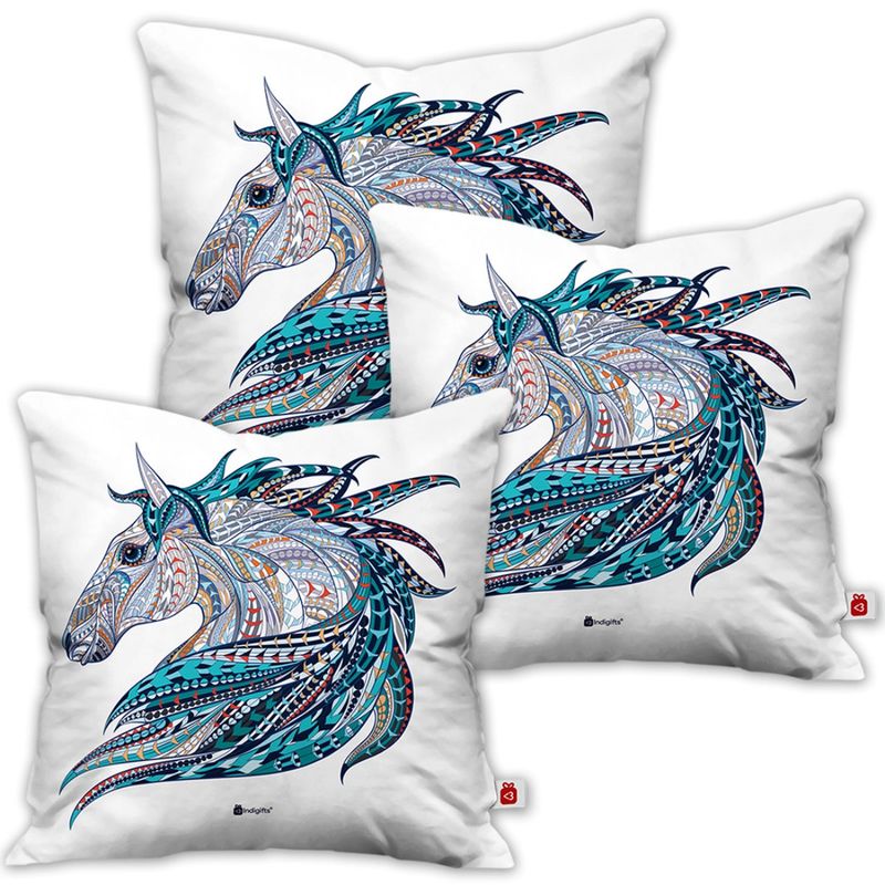 Buy Indigifts Unicorn Printed Cushions (Pack Of 3) Online