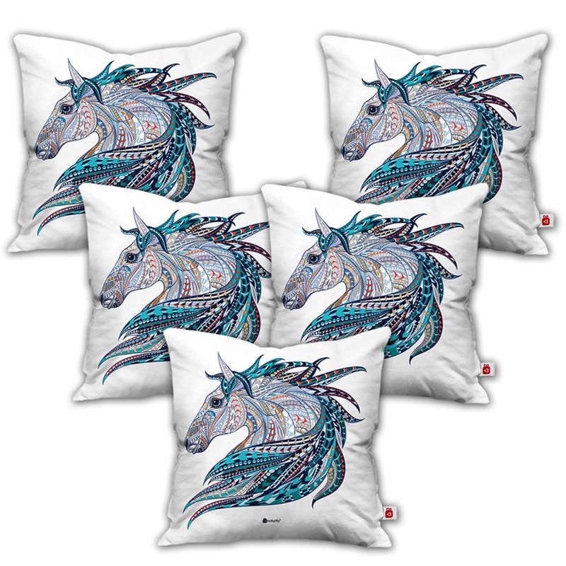 Buy Indigifts Unicorn Printed Cushions (Pack Of 5) Online