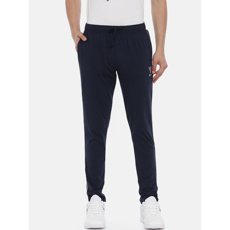 3PIN Men Navy Blue Solid Cotton Track Pants (L)