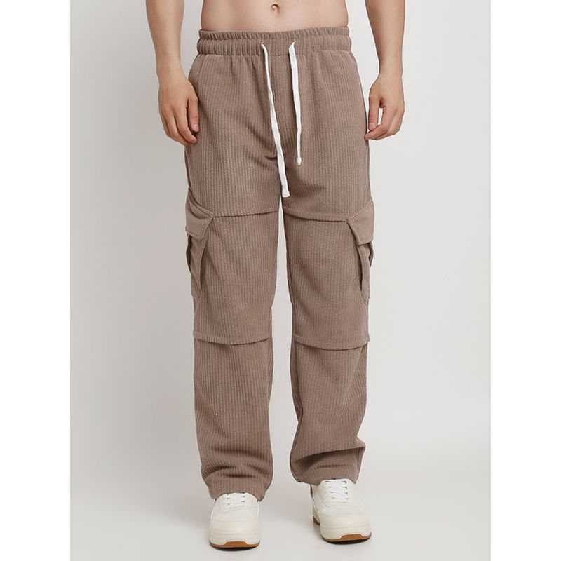 EVERDION Grey Straight Fit Utility Corduroy Cargo Pants (S)