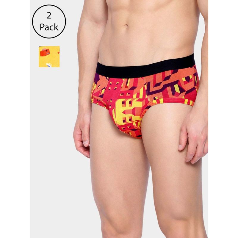 Bummer Brekkie + Bricked Micro Modal Brief - Pack Of 2 For Men - Multi-Color (S)