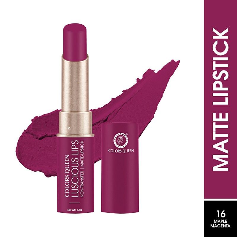 Colors Queen Luscious Lips Non Transfer Matte Lipstick - 16 Maple Magenta