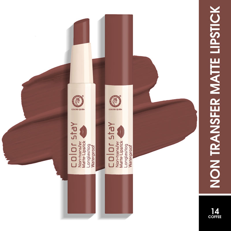 Colors Queen Color Stay Longlasting & Waterproof Matte Lipstick - 14 Coffee