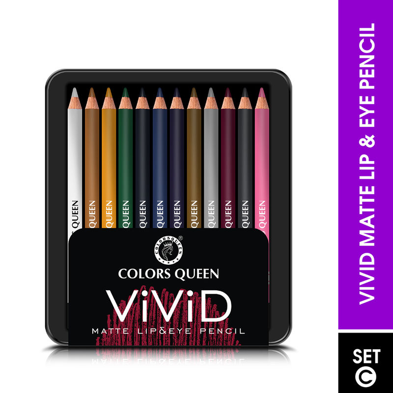 Colors Queen Vivid Matte 12 Lip & Eye Pencil (Set - C)