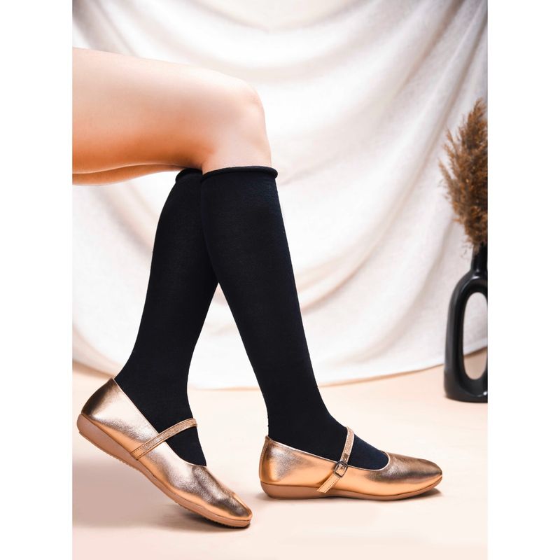 SHUZ TOUCH Rose Gold Shuz Touch Sultan Metallic Embellished Mary Jane Flat Ballerina (EURO 38)