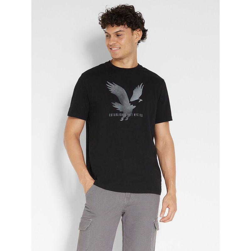 American Eagle Men Black Logo Graphic T-Shirt (XS)