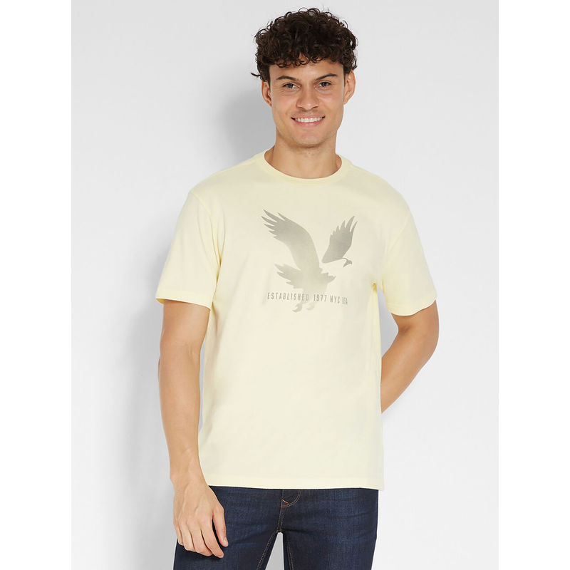 American Eagle Men Yellow Logo Graphic T-Shirt (L)