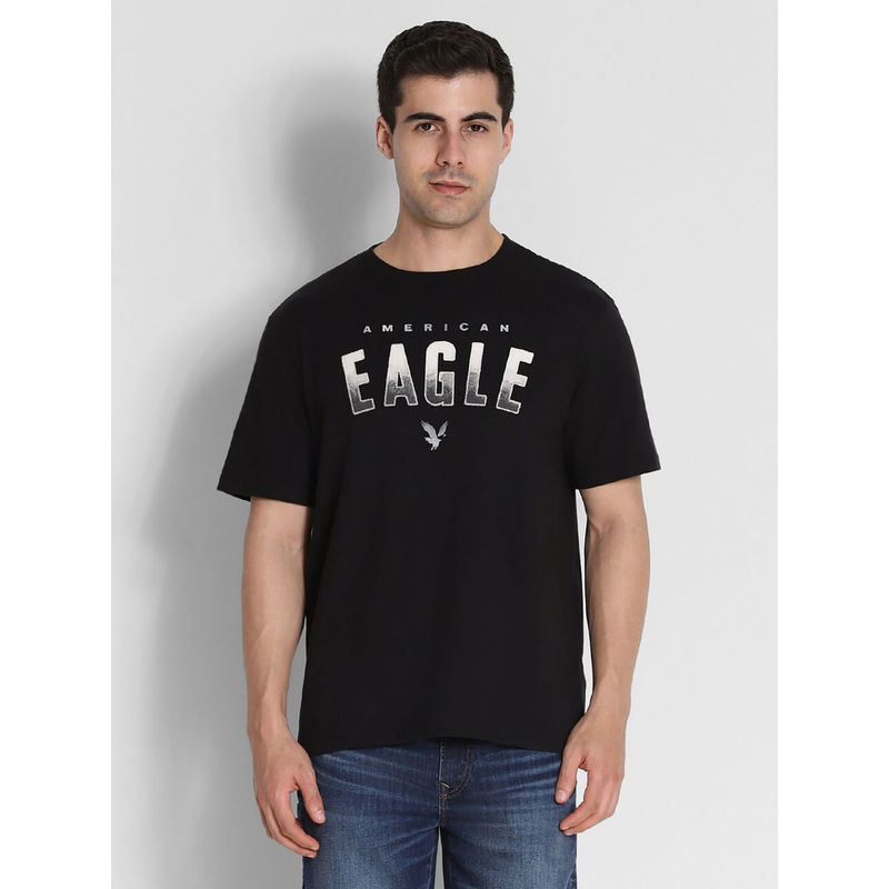American Eagle Men Black Elevated Logo Graphic T-Shirt (XS)