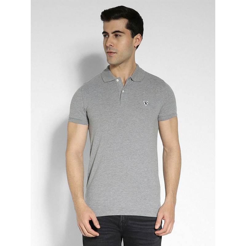 American Eagle Men Grey Slim Flex Polo Shirt (M)