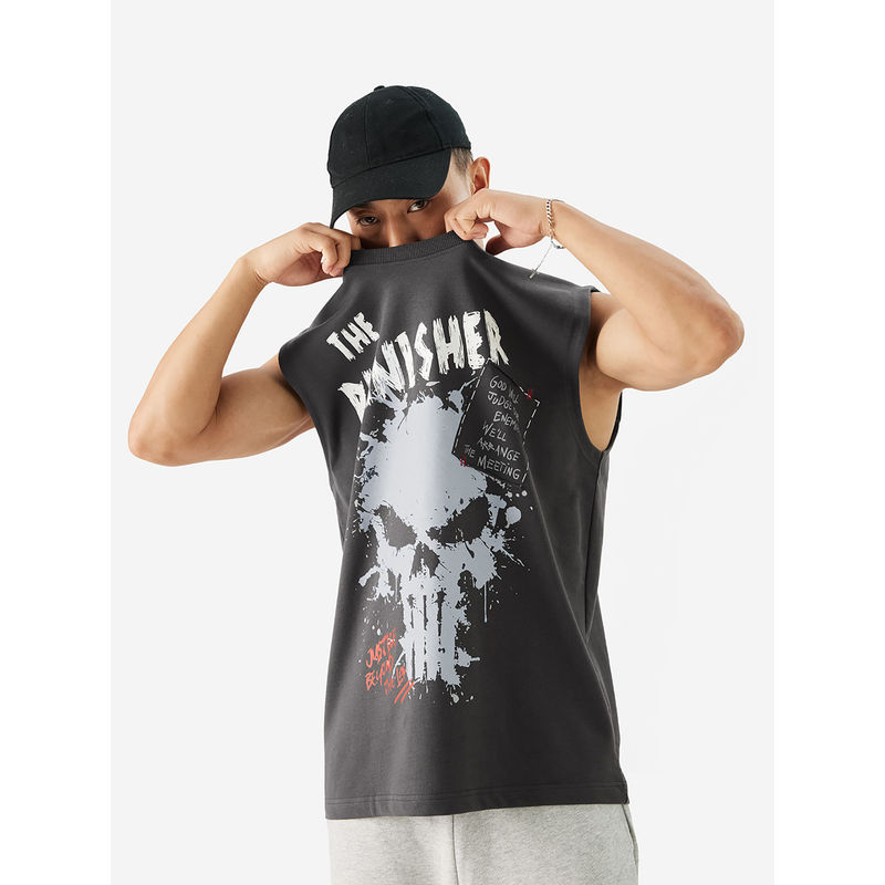 The Souled Store Punisher Graffiti Vests Round Neck Typography Printed Tank Top (2XL)