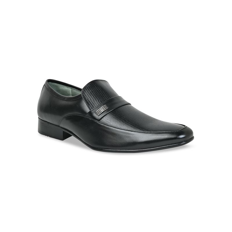 REGAL Black Men Formal Textured Leather Loafer Slip Ons (UK 6)