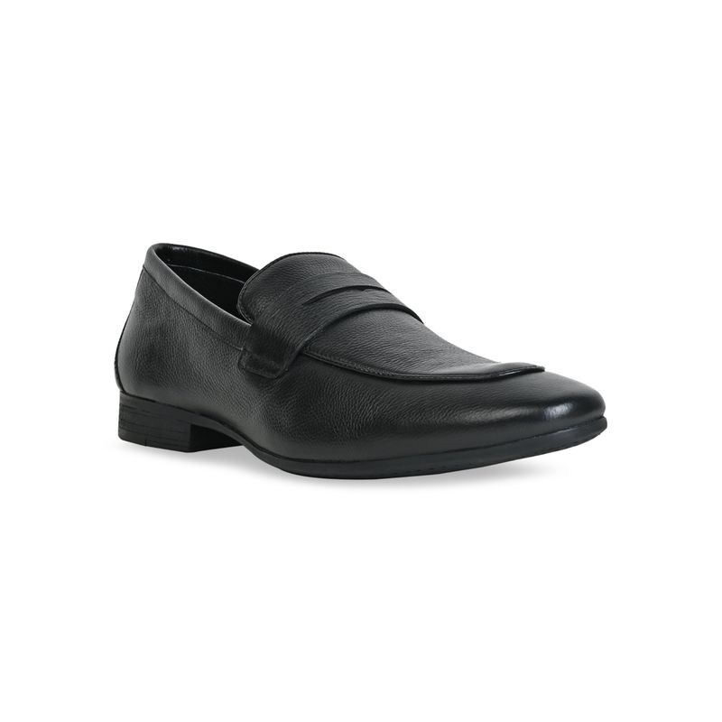 Imperio Black Men Formal Leather Saddle Slip Ons (UK 6)