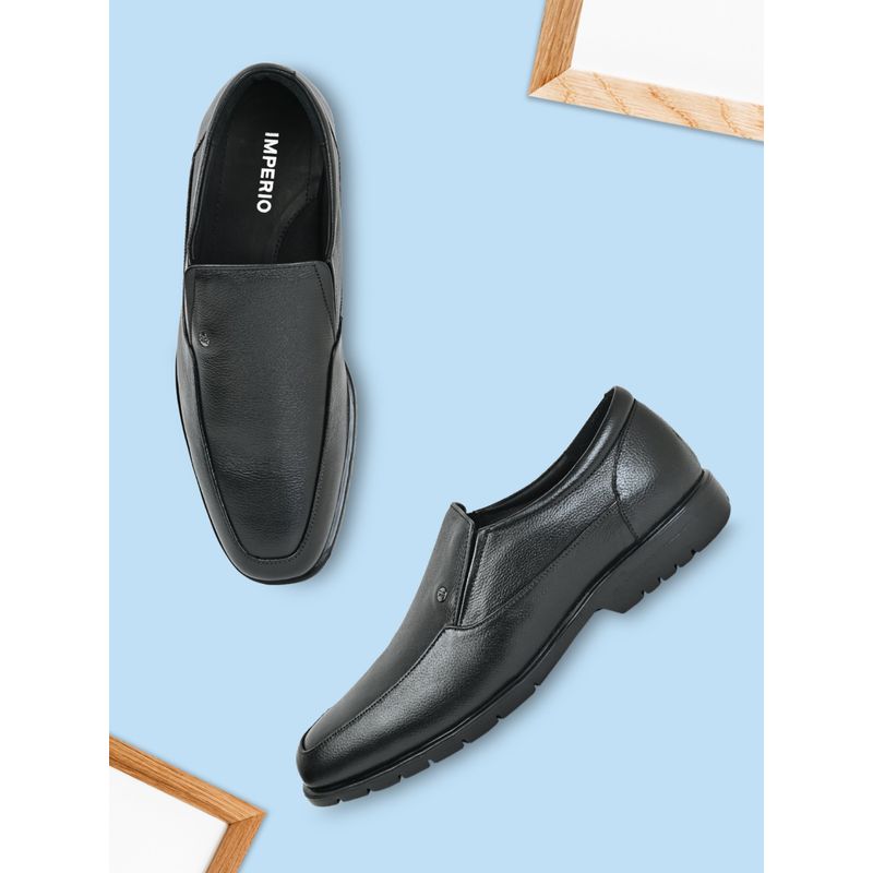 Imperio Black Men Extra Lite Sole Leather Shoes (UK 6)